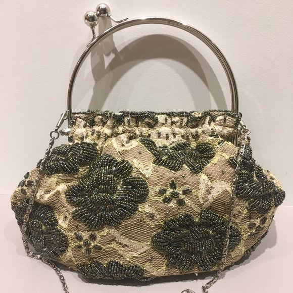Handbags - TAPESTRY BAG WITH BEADS AND LACE